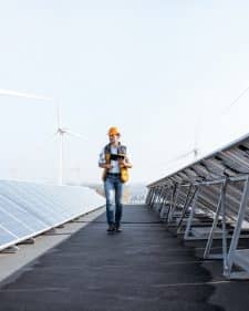 Engineer on a solar power plant